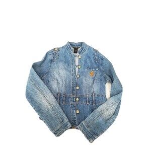 Vintage Rocawear  Denim’s Women's Jean Jacket Blue Sz Large Beaded Embellished